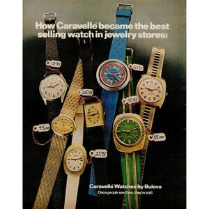 1972 Caravelle Watches by Bulova Vintage Print Ad (L22)